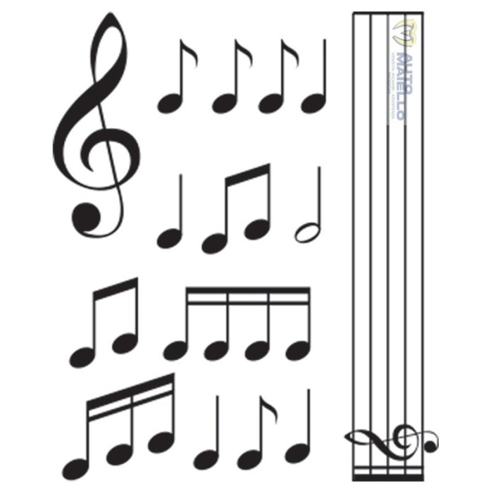 ADESIVO PRESPAZIATO NOTE RIGO MUSICALE CHIAVE DI VIOLINO