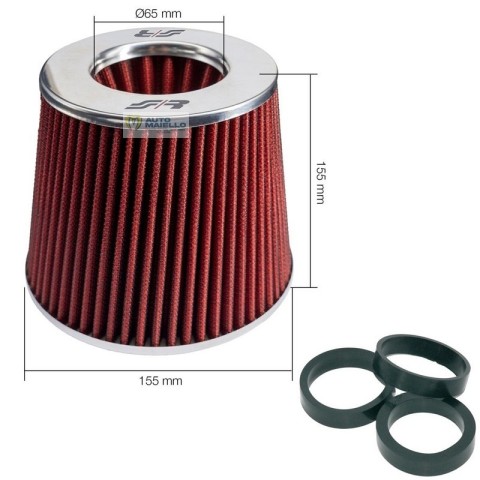 Filtro sportivo tuning Aixam Microcar biconico elicoidale cotone rosso