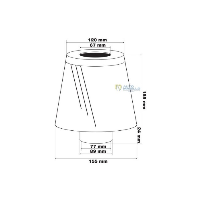 Filtro sportivo tuning Aixam Microcar biconico elicoidale cotone rosso