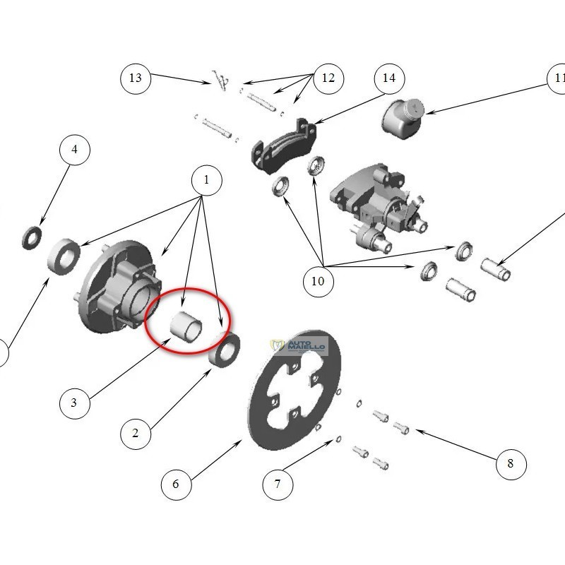 1002144 Boccola distanziale pinza posteriore Ligier Nova XToo