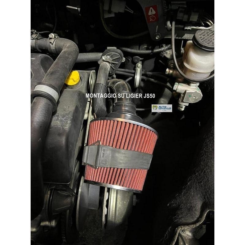 Filtro sportivo tuning Aixam Microcar biconico elicoidale cotone rosso