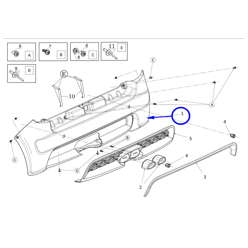 Paraurti posteriore bianco pastello Ligier JS50 JS50L Club Elegance