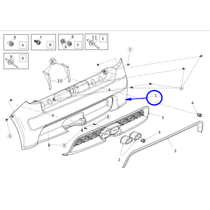 Paraurti posteriore bianco pastello Ligier JS50 JS50L Club Elegance
