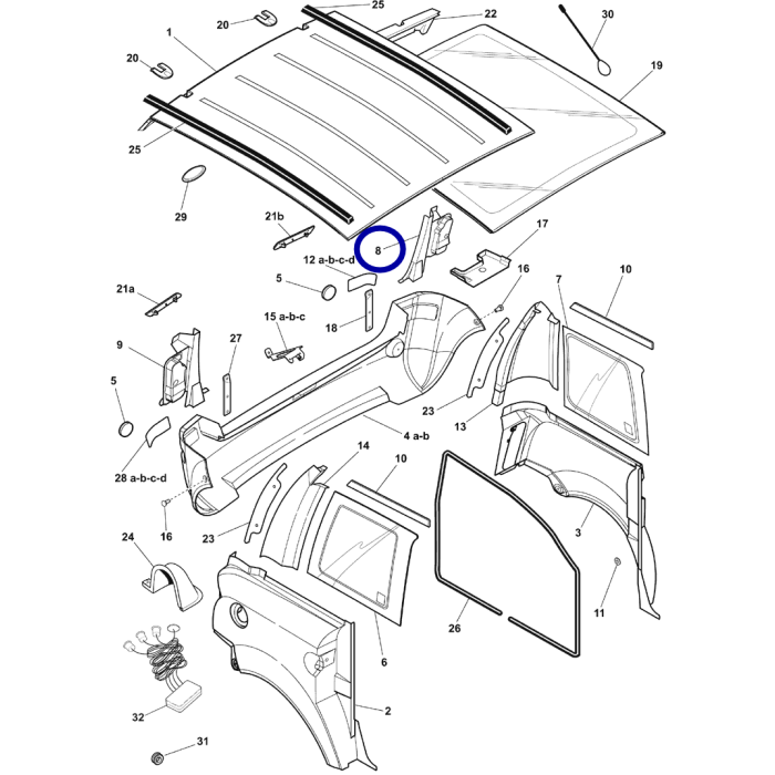 1002013 Tenuta alloggio plastica fanalino stop sinistro Microcar MC1