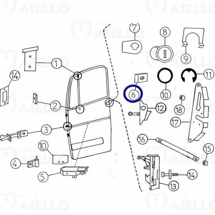 7MB645 Dado serratura Aixam Furgone Multitrack Mega