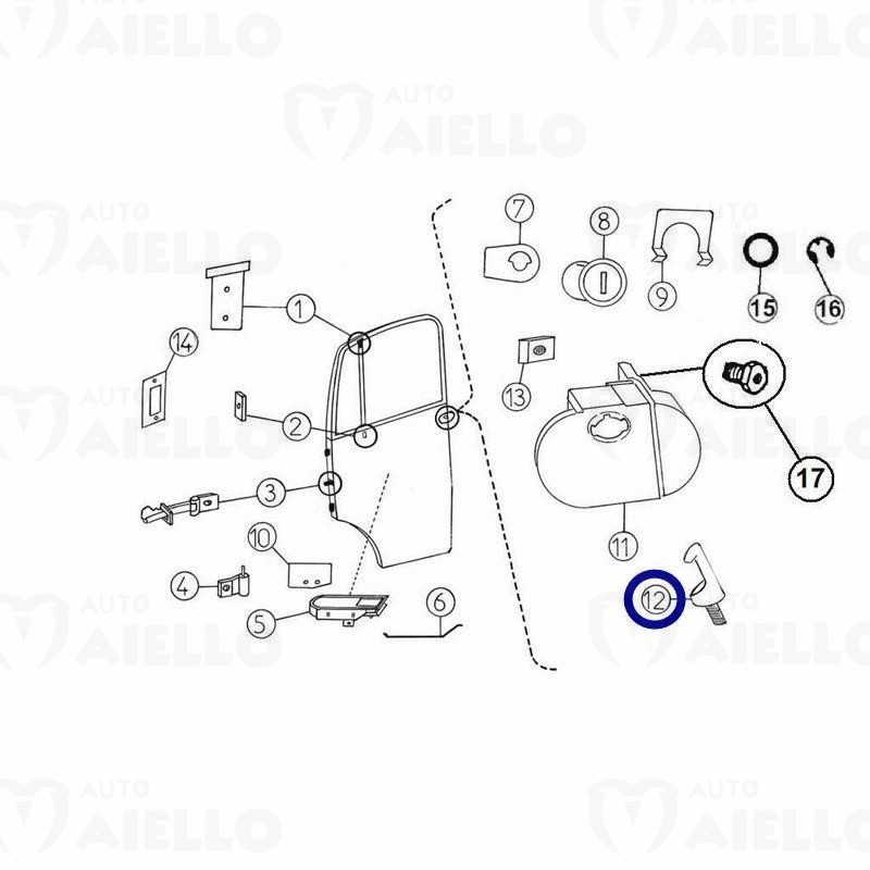 7mb064 gancio serratura Aixam Furgone Multitrack Mega