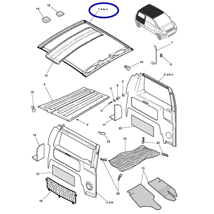 Imperiale sotto tetto moquette Microcar MC1 MC2