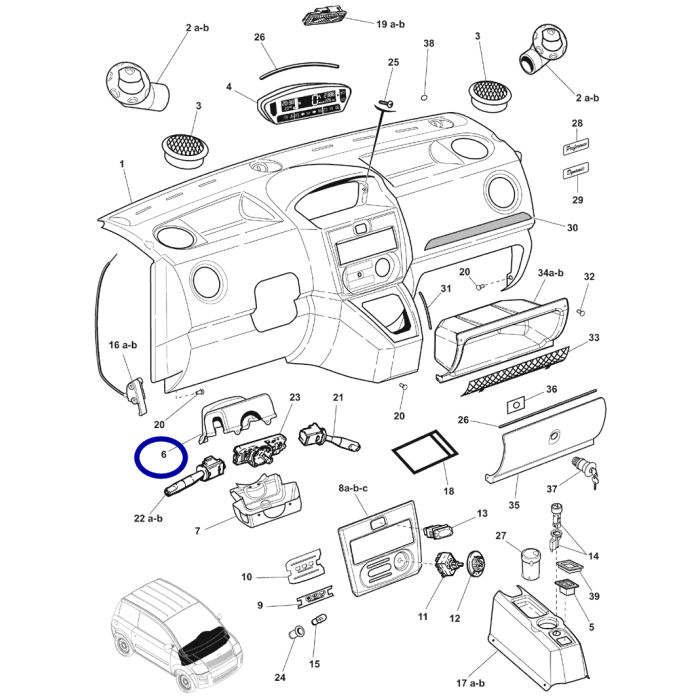 1004081 Carter inferiore volante cruscotto Microcar MC1dal 2006