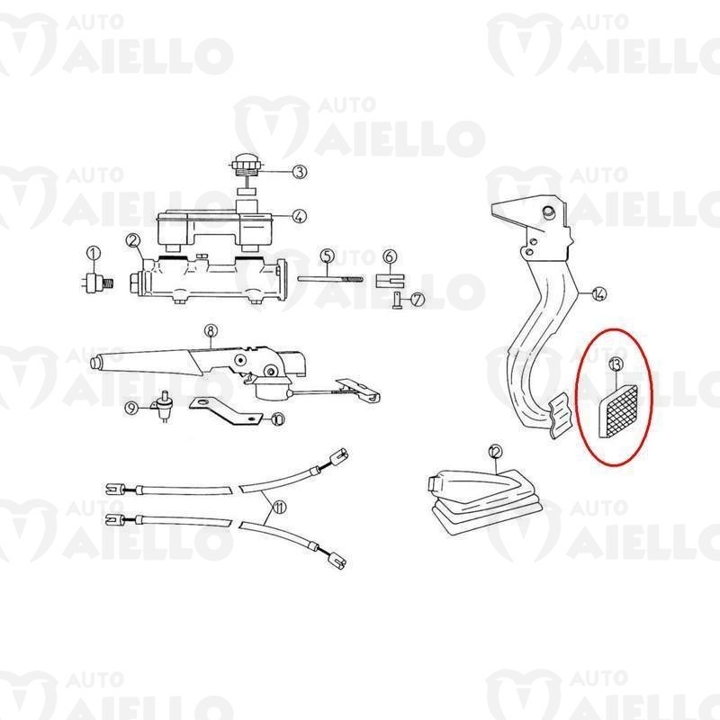 6A6 Gommino pedale freno Aixam fino al 2008 Truck dal 2004 al 2007