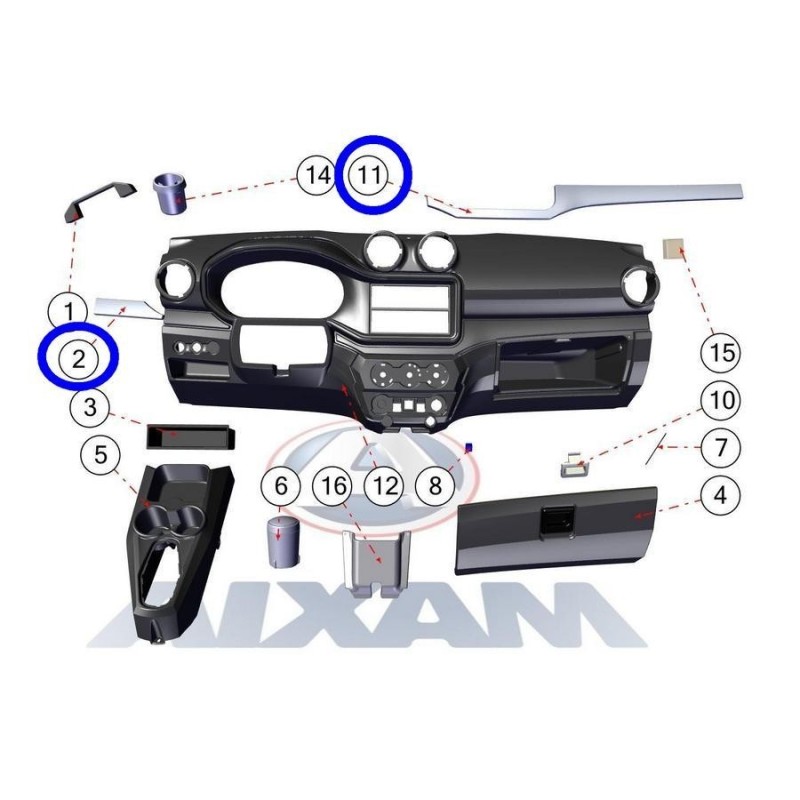 735BL469 Kit abbellimento nero lucido cruscotto Aixam Sensation dal 2016 Emotion 