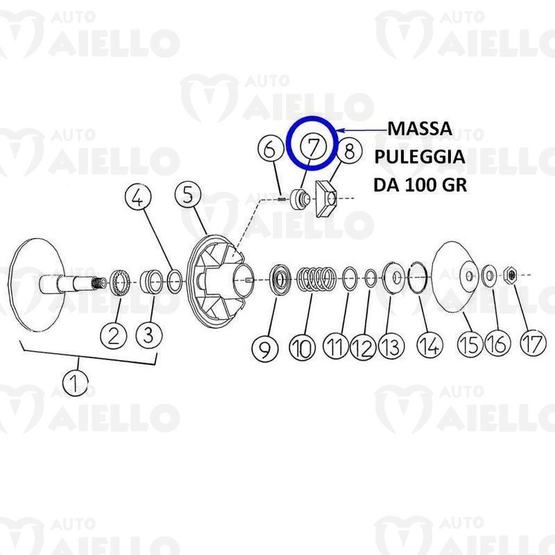 Massa puleggia conduttrice 100 gr per 125