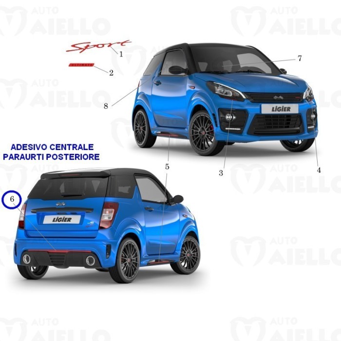 Striscia adesivo rosso centrale paraurti posteriore Ligier JS50 Sport Ultimate